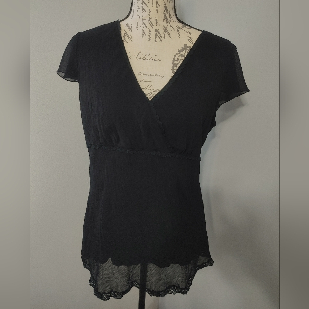 Studio Y Sleeveless Black V-Neck Blouse 90s Y2K